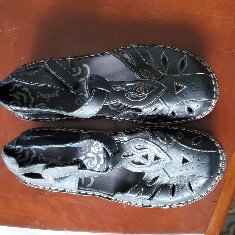 Propet black leather sandals